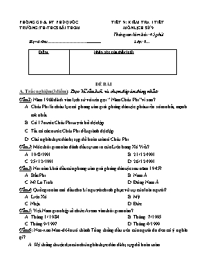 Đề kiểm tra 1 tiết môn Lịch sử Lớp 9 - Tiết 9 - Trường TH và THCS Bãi Thơm